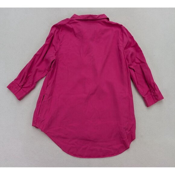 Crown & Ivy Women's Top Size L Pink 3/4 Sleeve Tunic Half Button-Up - Picture 12 of 13
